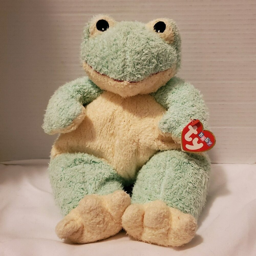 VTG TY FrogBaby Yellow Green Rattle Plush Stuffed Pillow Pal 12" 1999 Pastel HTF
